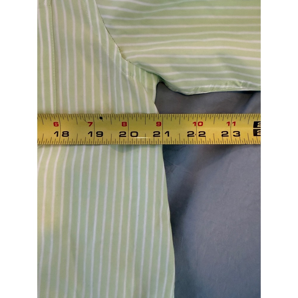Peter Millar Mens Lime‎ Green White Striped Button Down Shirt Large Cotton L - Picture 5 of 6